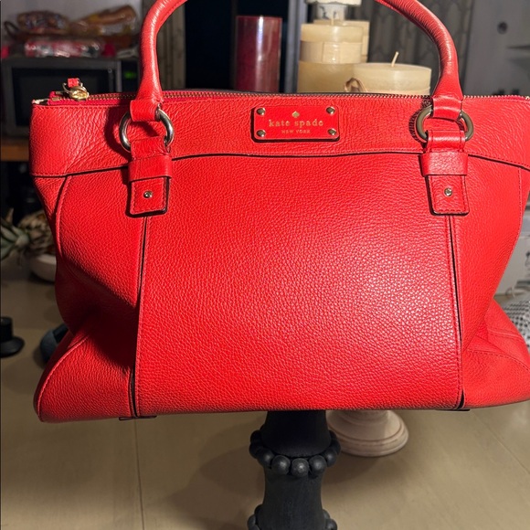 kate spade Orange Leather Shoulder Bag with Gold Logo Plate - Picture 3 of 8